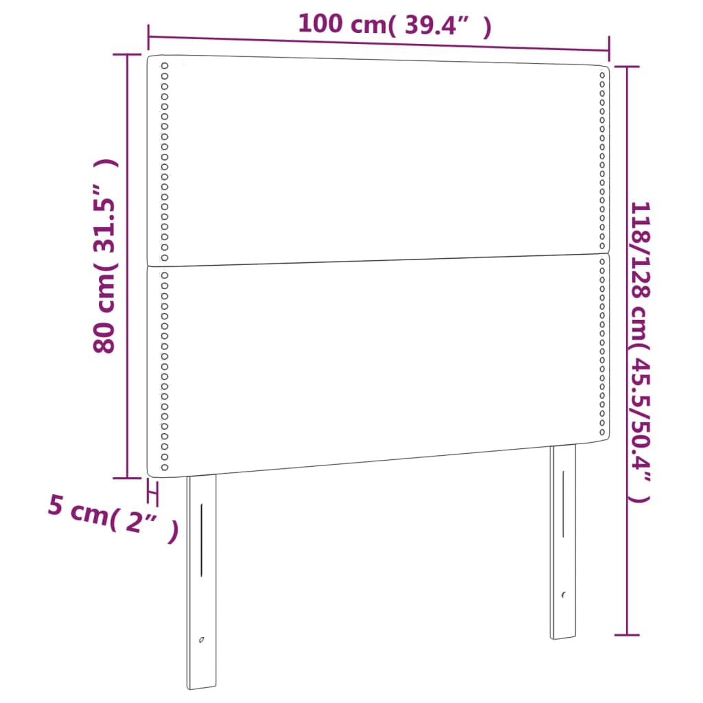 vidaXL Cabeceros 2 unidades cuero sintético color crema 100x5x78/88 cm