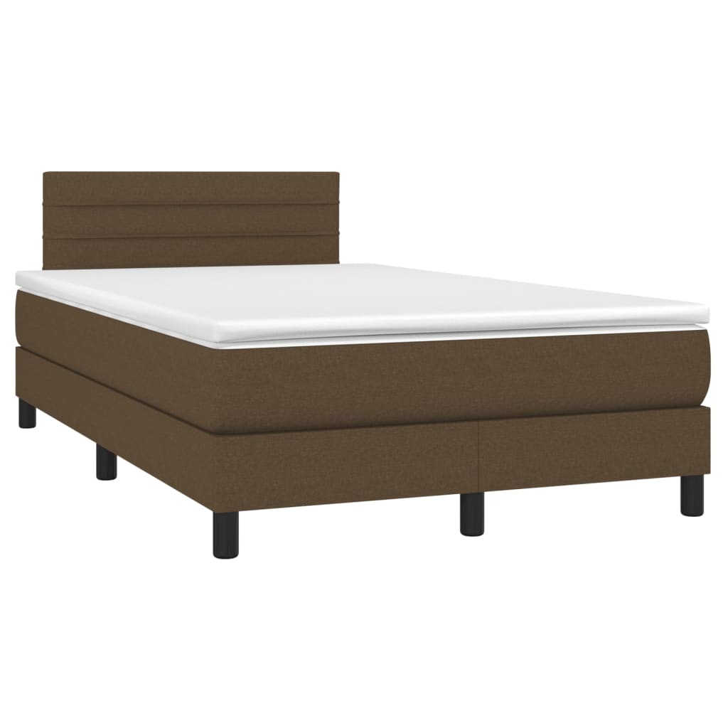 vidaXL Cama box spring con colchón tela marrón oscuro 120x200 cm