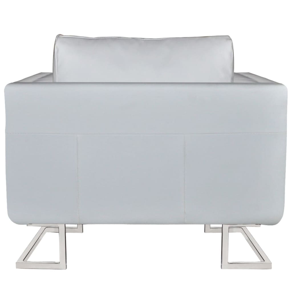 vidaXL Sillón con patas cromadas cuero sintético blanco