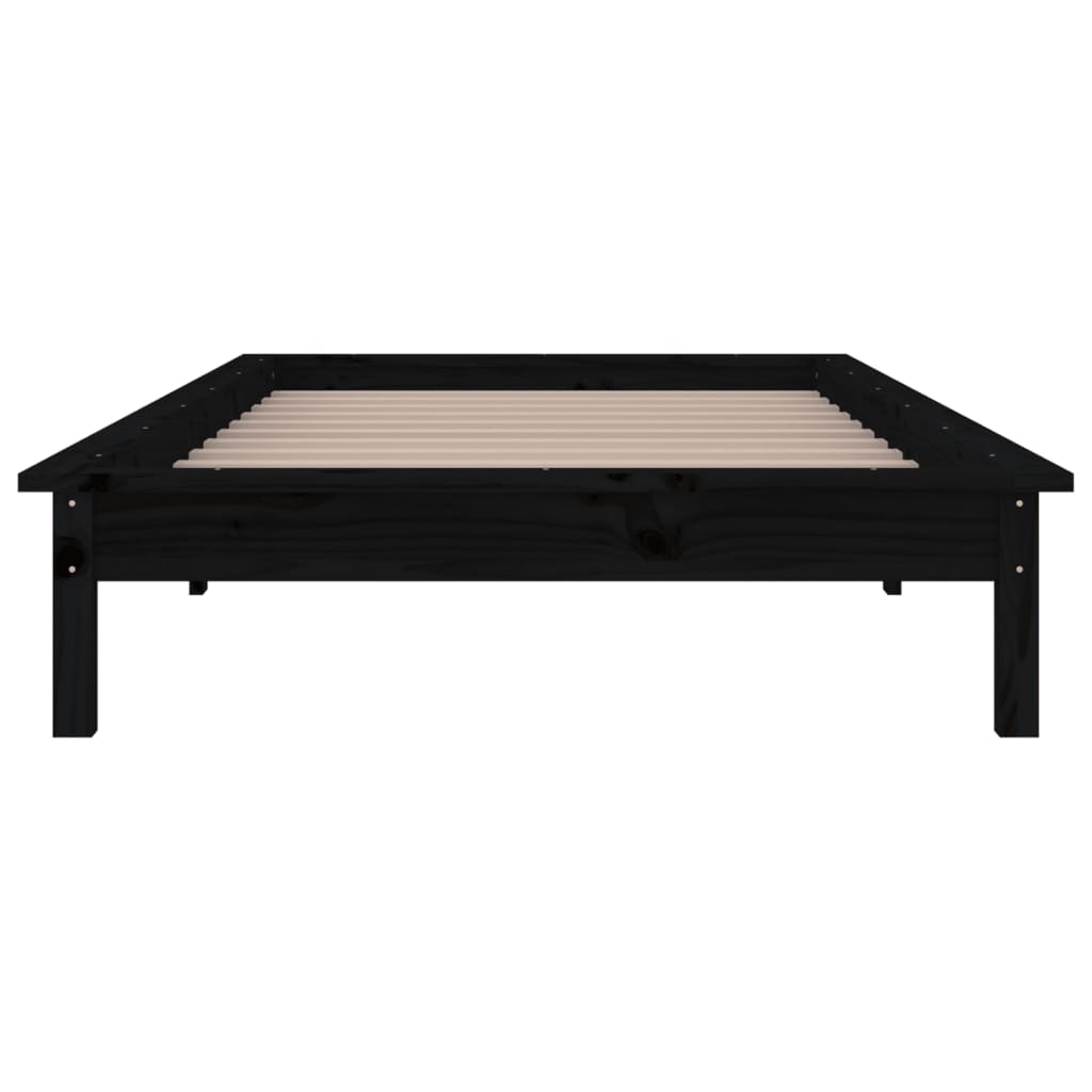 vidaXL Estructura de cama con LED madera maciza negra 90x190 cm