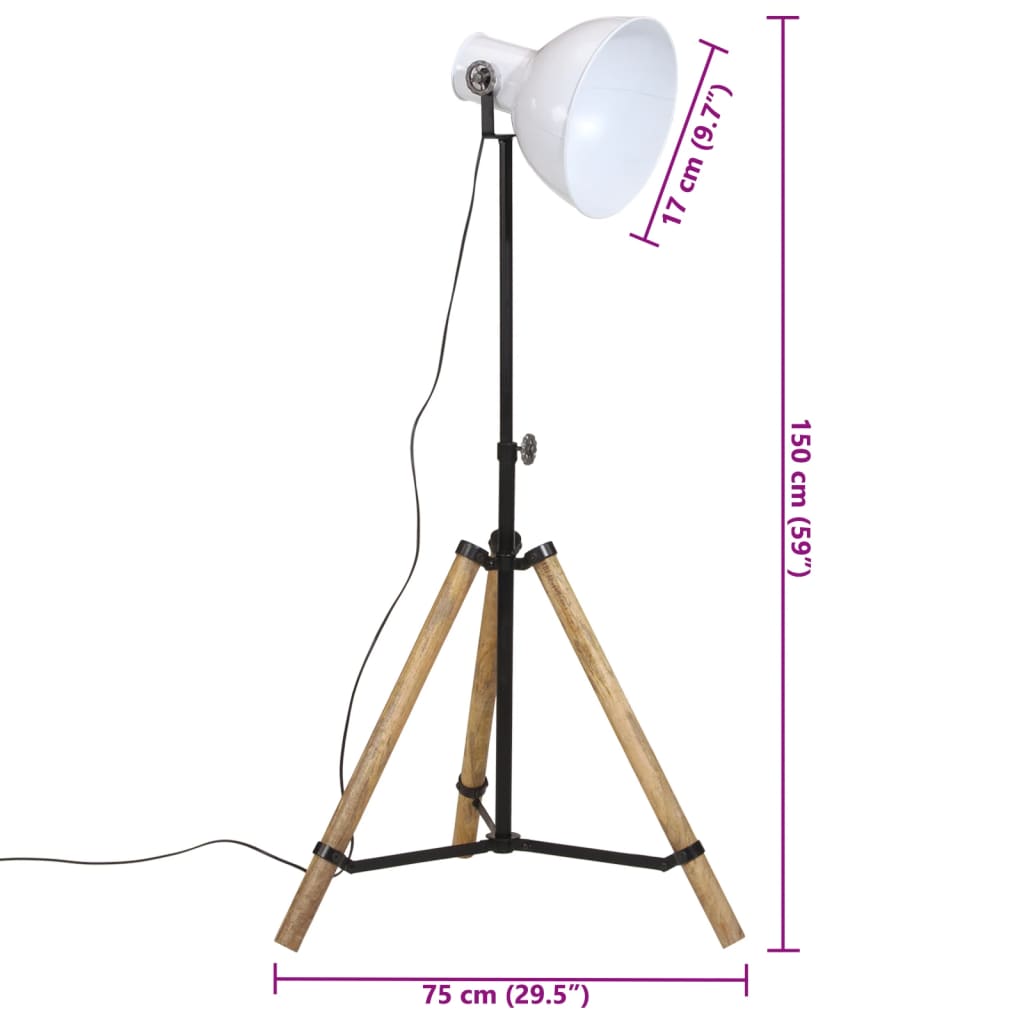 vidaXL Lámpara de pie blanco 25 W E27 75x75x90-150 cm