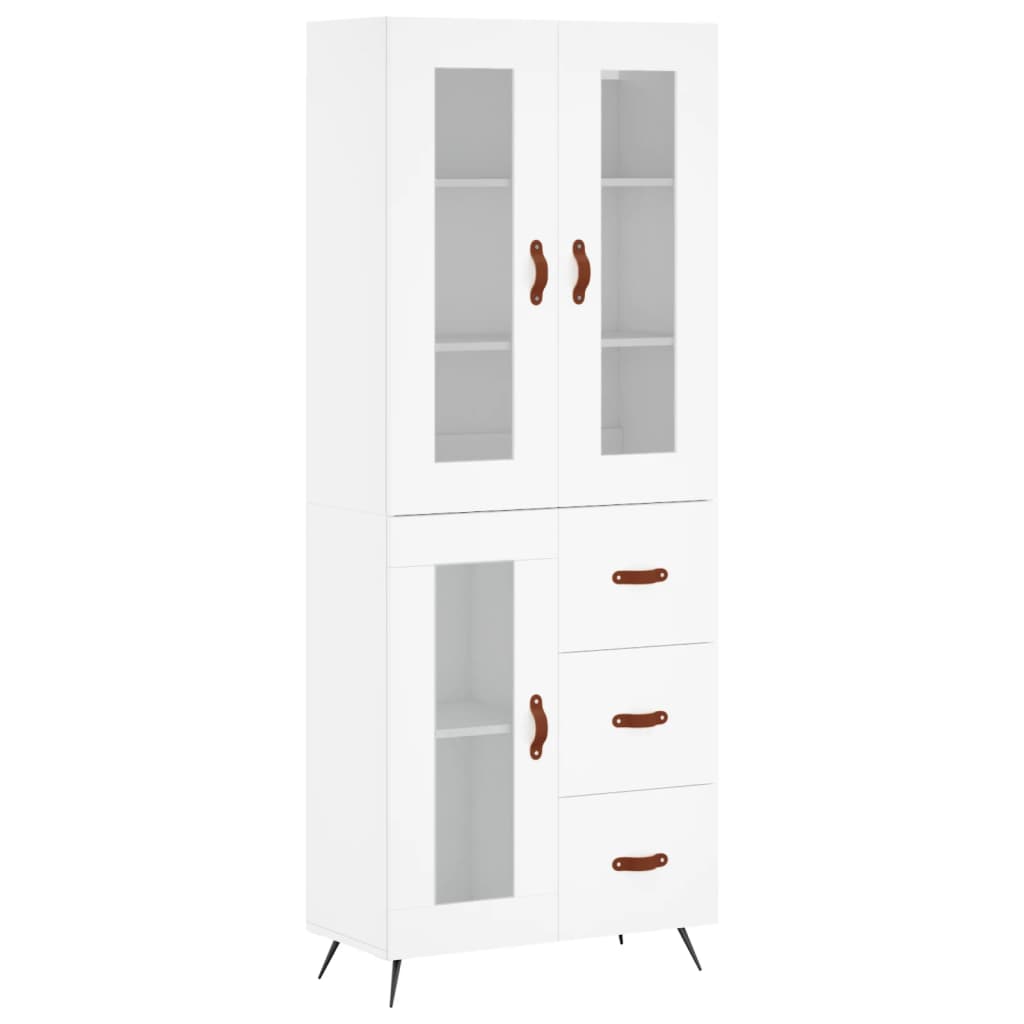 vidaXL Aparador alto madera contrachapada blanco 69,5x34x180 cm