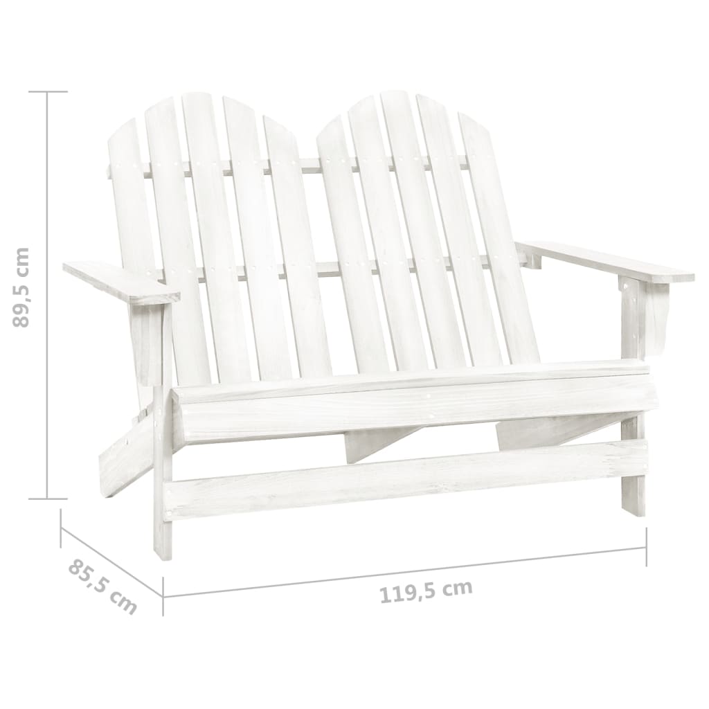 vidaXL Silla Adirondack de jardín 2 plazas madera de abeto blanco