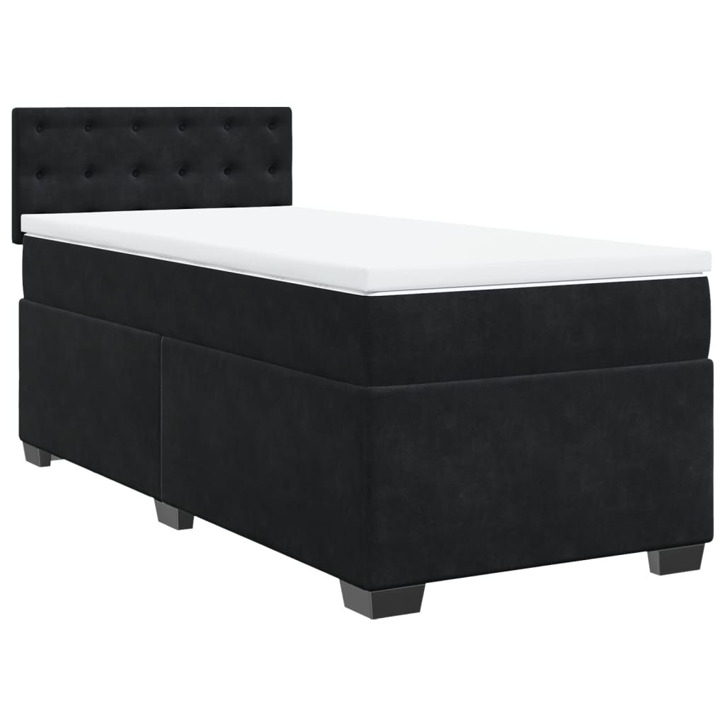 vidaXL Cama box spring con colchón terciopelo negro 100x200 cm