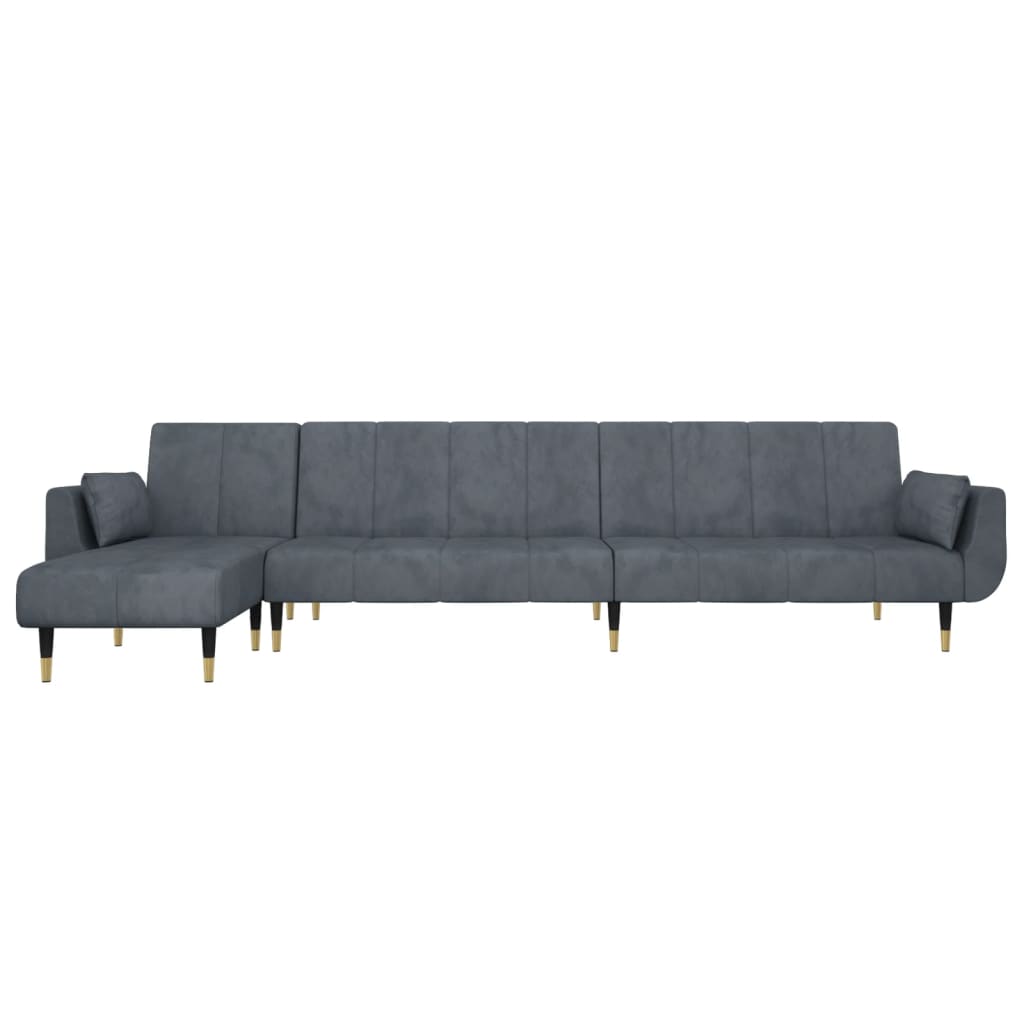 vidaXL Sofá cama en forma de L terciopelo gris oscuro 275x140x70 cm