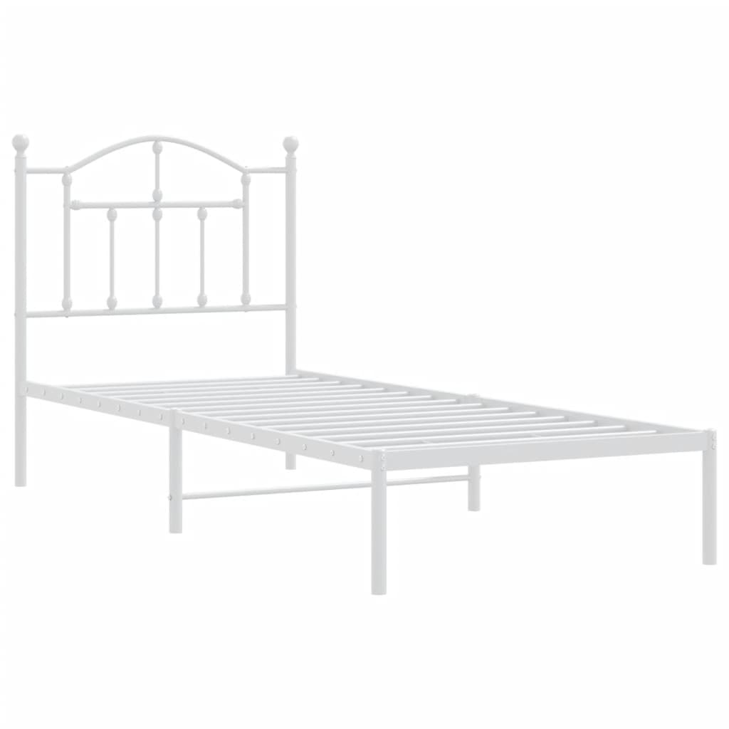 vidaXL Estructura de cama de metal con cabecero blanco 90x190 cm