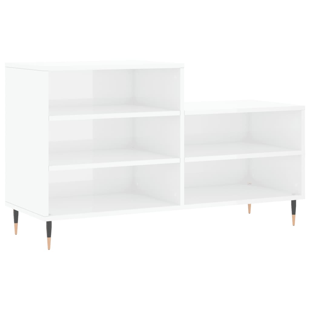 vidaXL Mueble zapatero madera contrachapada blanco brillo 102x36x60 cm