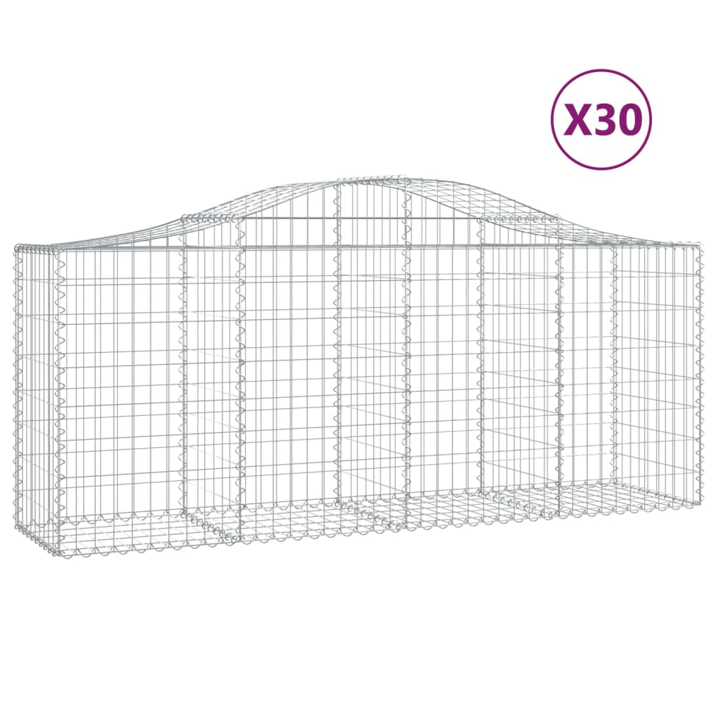 vidaXL Cestas de gaviones 30 uds forma de arco hierro 200x50x80/100 cm