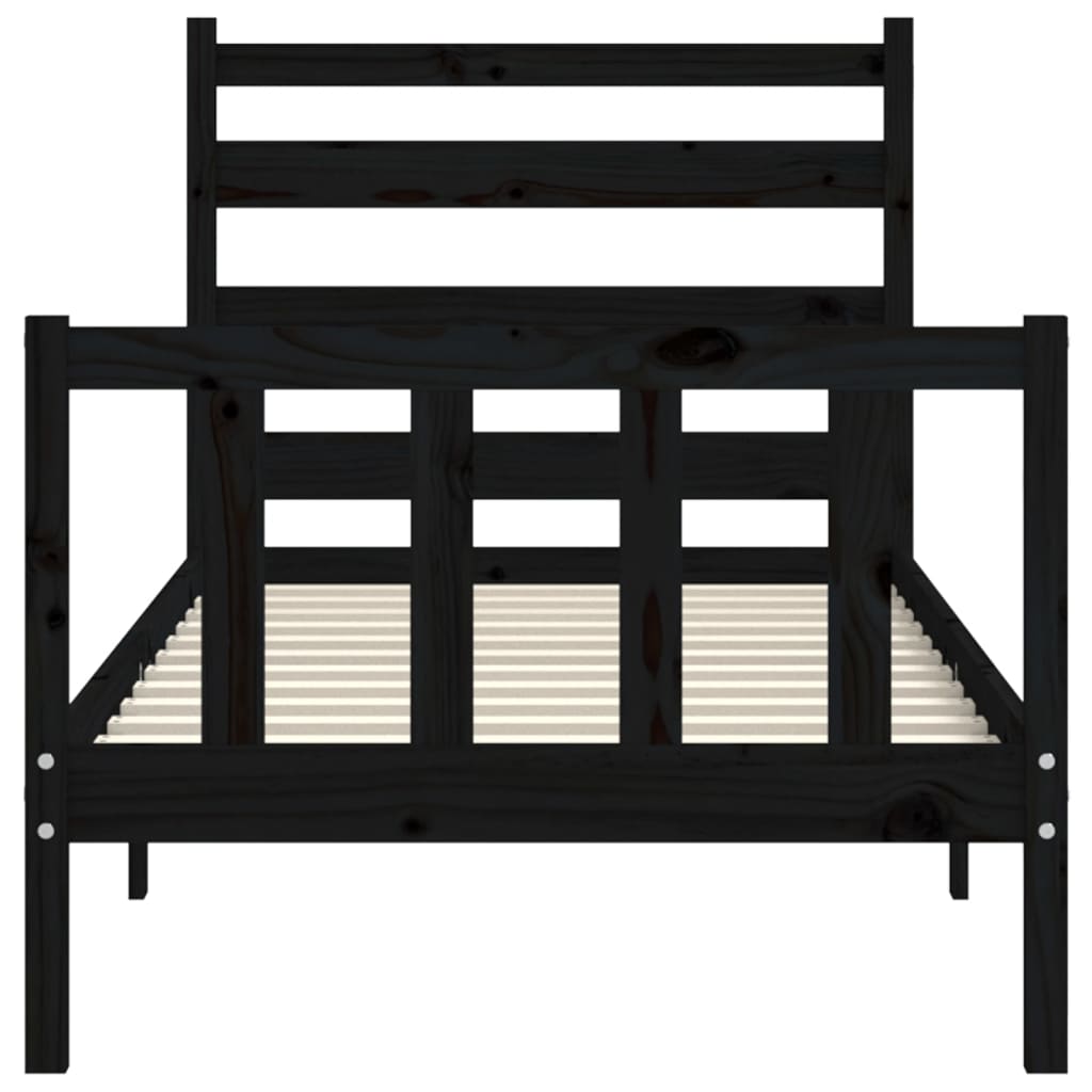 vidaXL Estructura de cama con cabecero madera maciza negro 100x200 cm