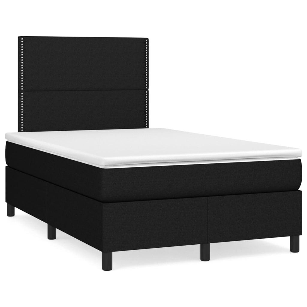 vidaXL Cama box spring con colchón tela negro 120x200 cm