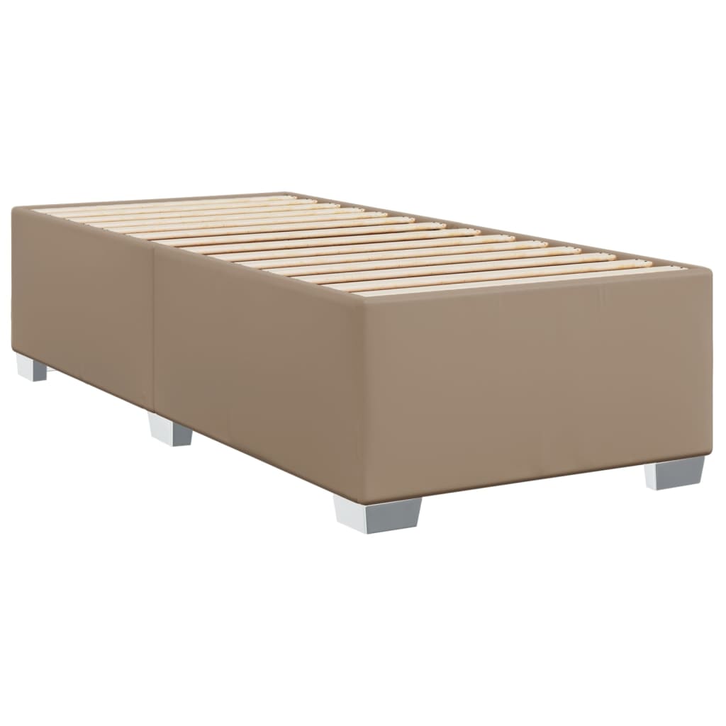 vidaXL Cama box spring con colchón cuero sintético capuchino 100x200cm