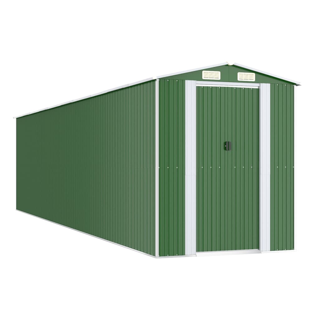 vidaXL Cobertizo de jardín acero galvanizado verde 192x855x223 cm