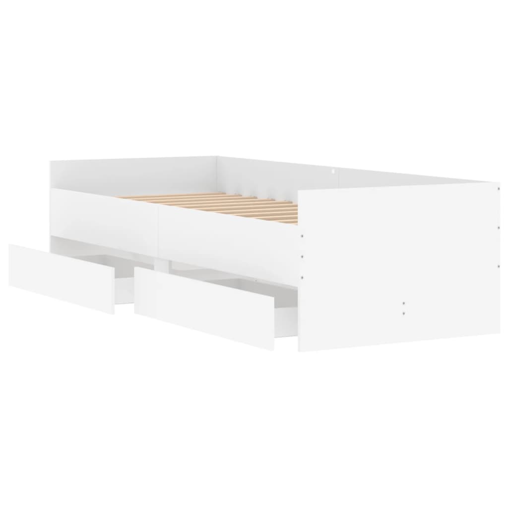 vidaXL Estructura de cama con cajones blanco 100x200 cm