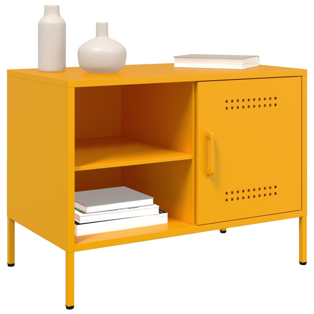 vidaXL Mueble de TV de acero amarillo mostaza 68x39x50,5 cm