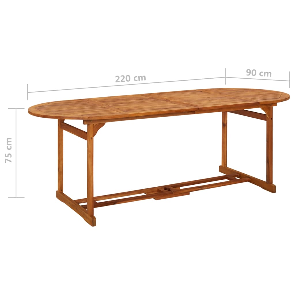 vidaXL Set comedor de jardín 11piezas madera maciza acacia 220x90x75cm