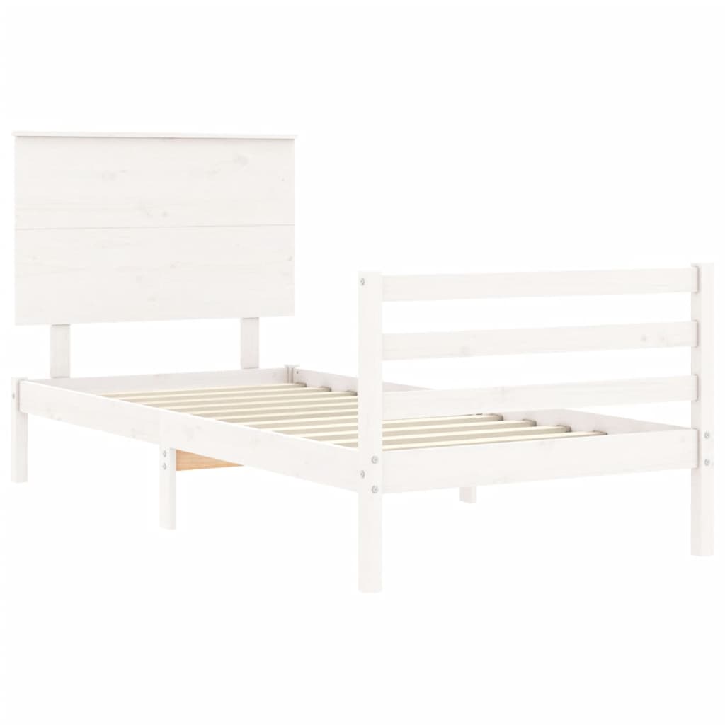 vidaXL Estructura de cama con cabecero madera maciza blanco