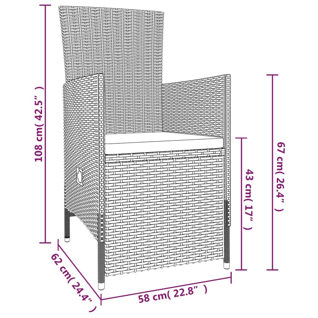 vidaXL Juego de comedor de jardín 9 piezas con cojines beige