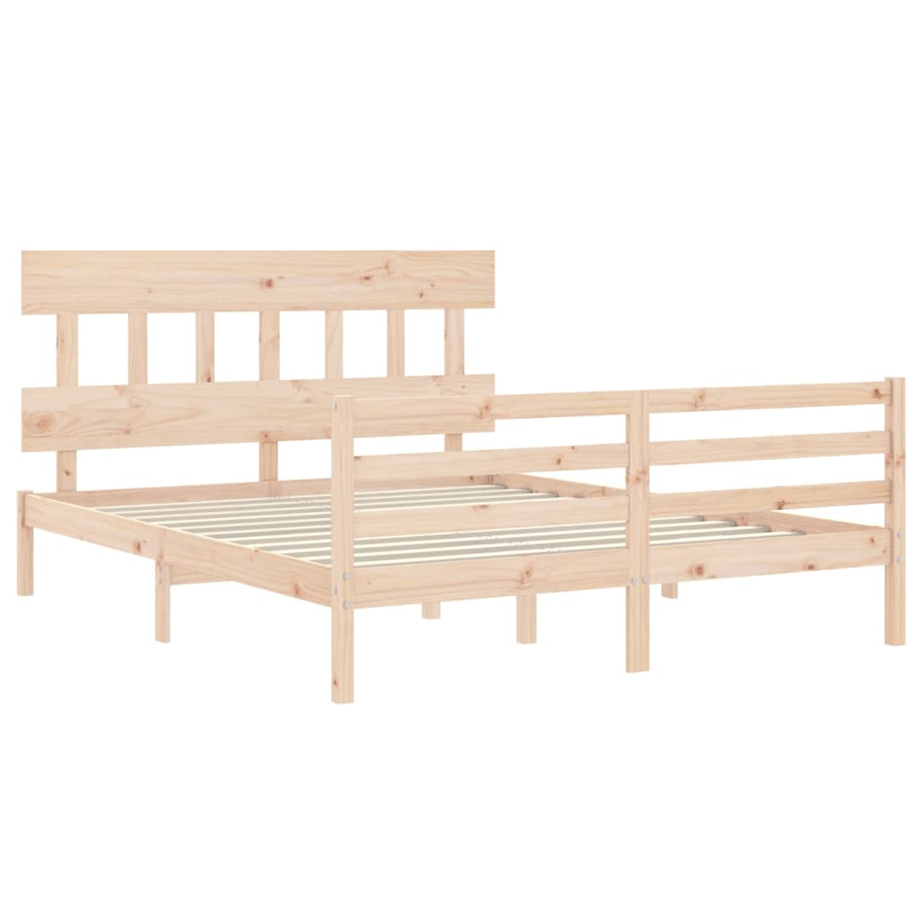 vidaXL Estructura de cama de matrimonio con cabecero madera maciza