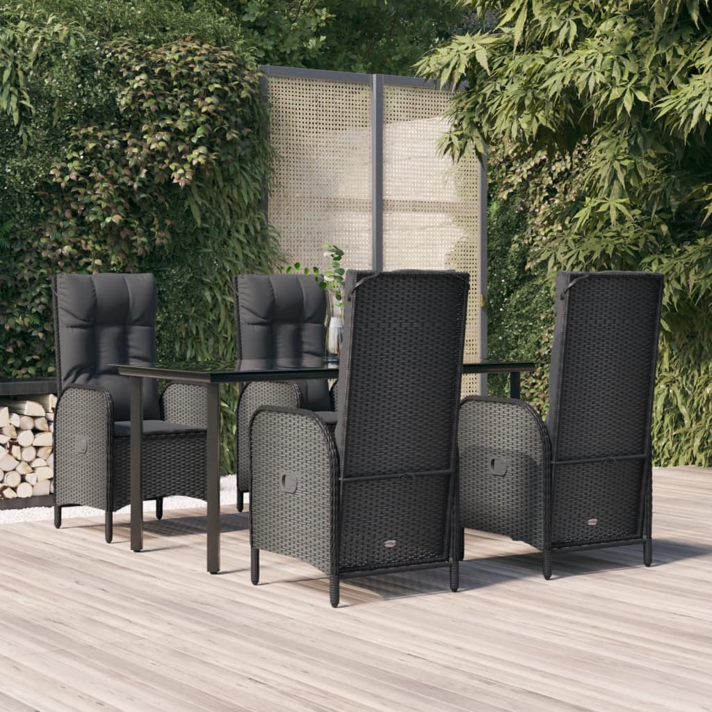 vidaXL Set de muebles jardín 5 pzas con cojines ratán sintético negro