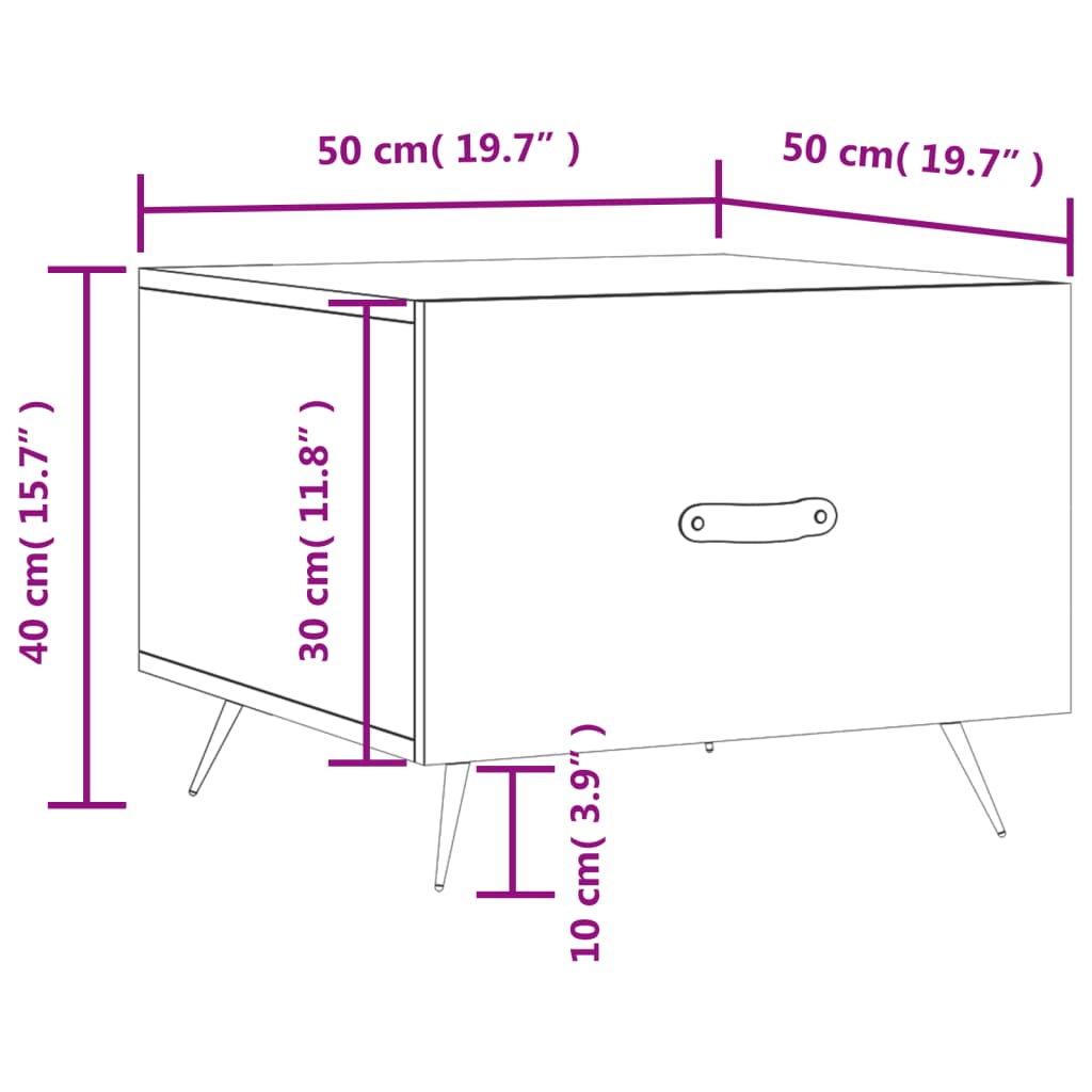 vidaXL Mesa de centro 2 uds madera ingeniería blanco brillo 50x50x40cm