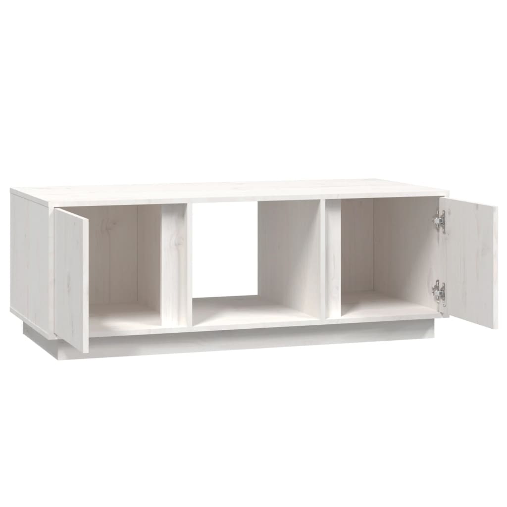 vidaXL Mesa de centro de madera maciza de pino blanco 110x50x40 cm