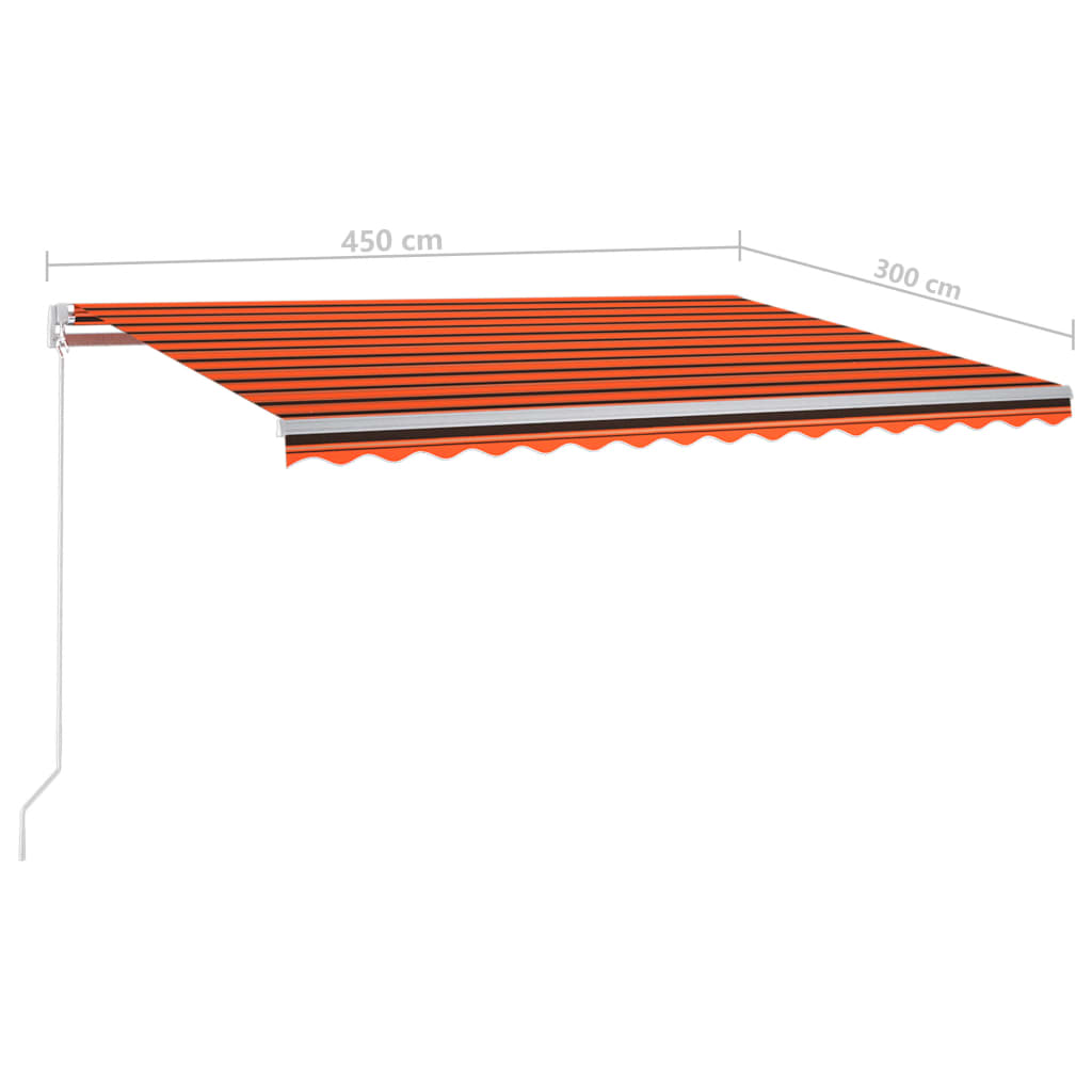 vidaXL Toldo retráctil automático con postes naranja y marrón 4,5x3 m