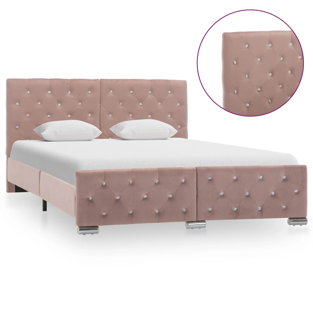 vidaXL Estructura de cama sin colchón terciopelo rosa 140x200 cm