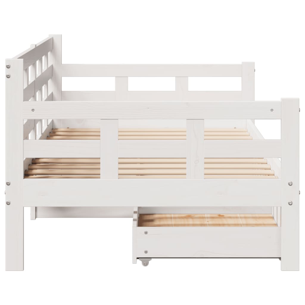 vidaXL Sofá cama con cajones madera maciza de pino blanca 80x200 cm