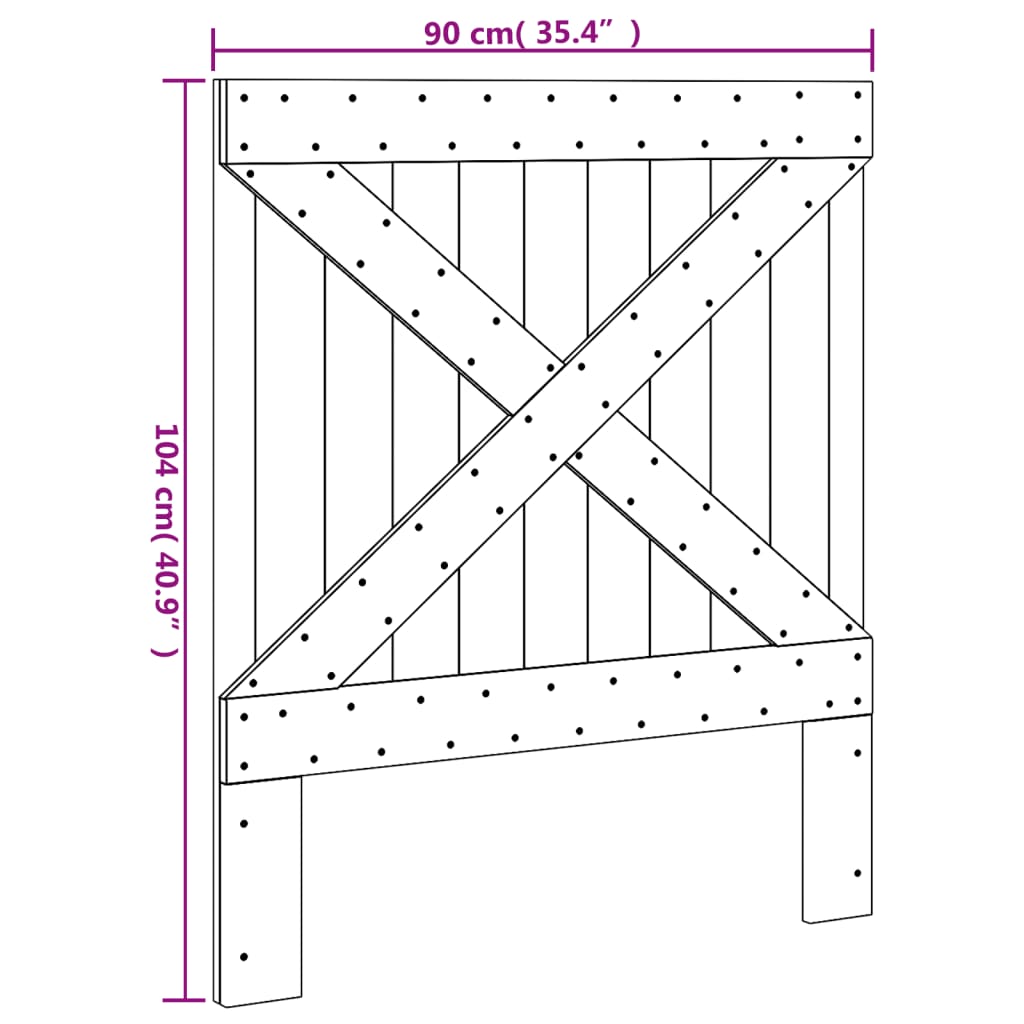 vidaXL Cabecero de madera maciza de pino 90x104 cm