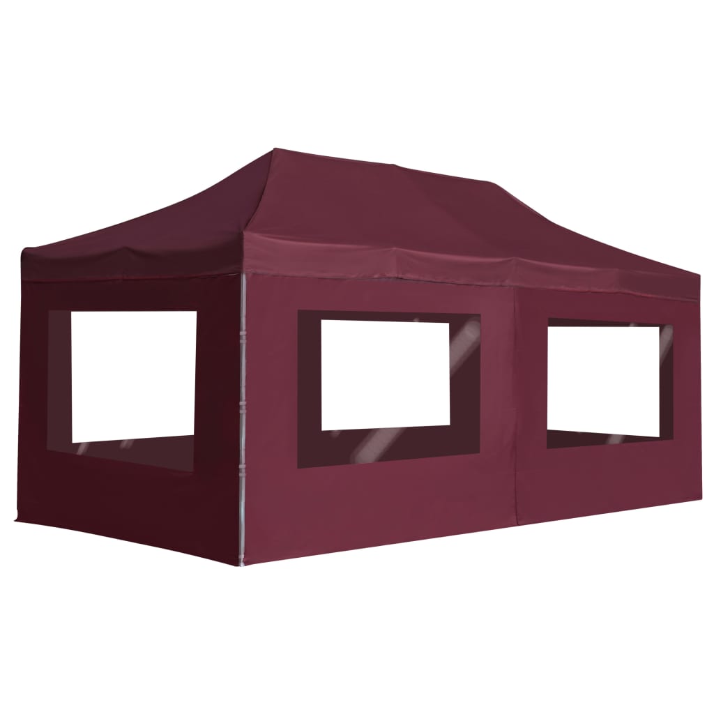 vidaXL Carpa plegable profesional y paredes aluminio rojo tinto 6x3m