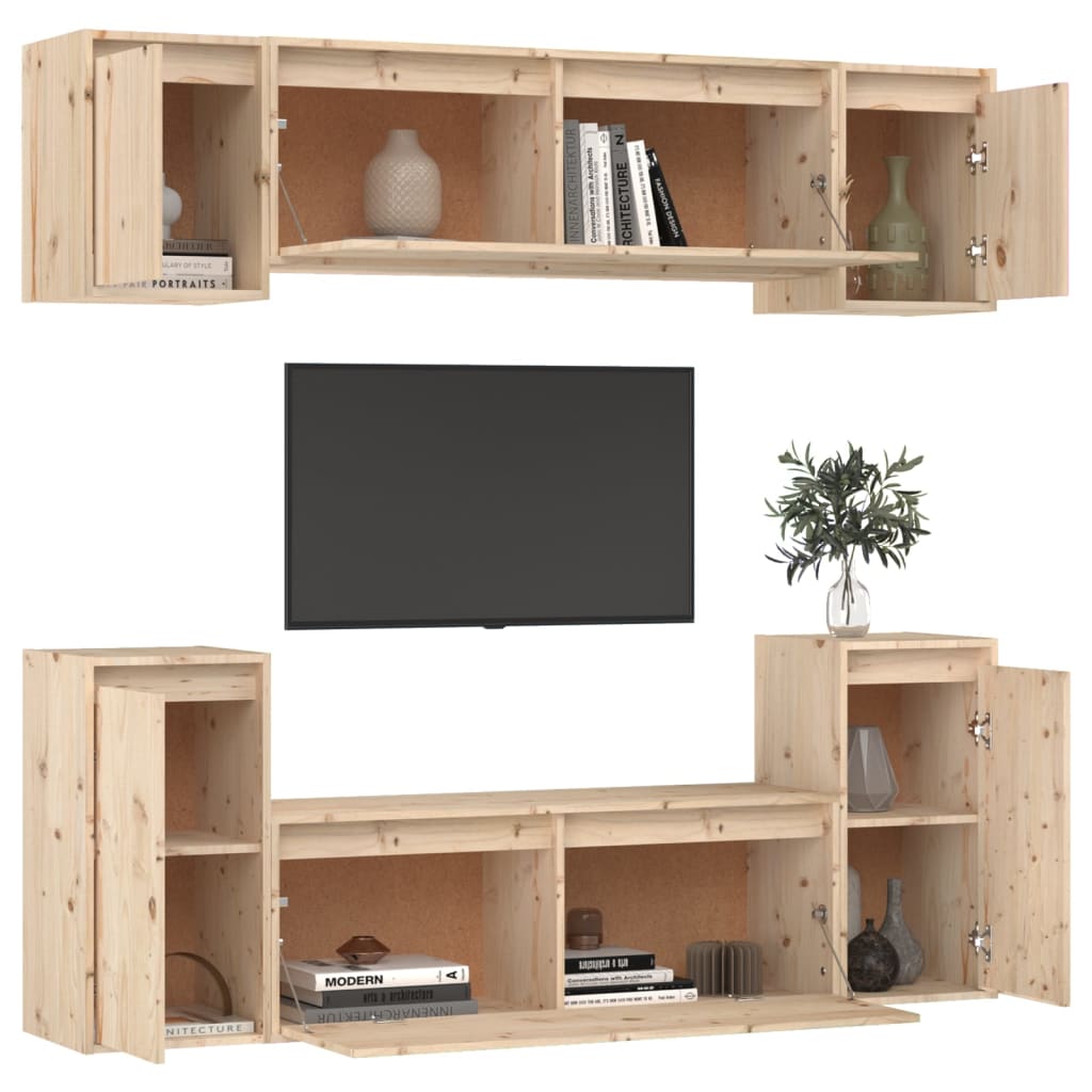 vidaXL Muebles para TV 6 piezas madera maciza de pino