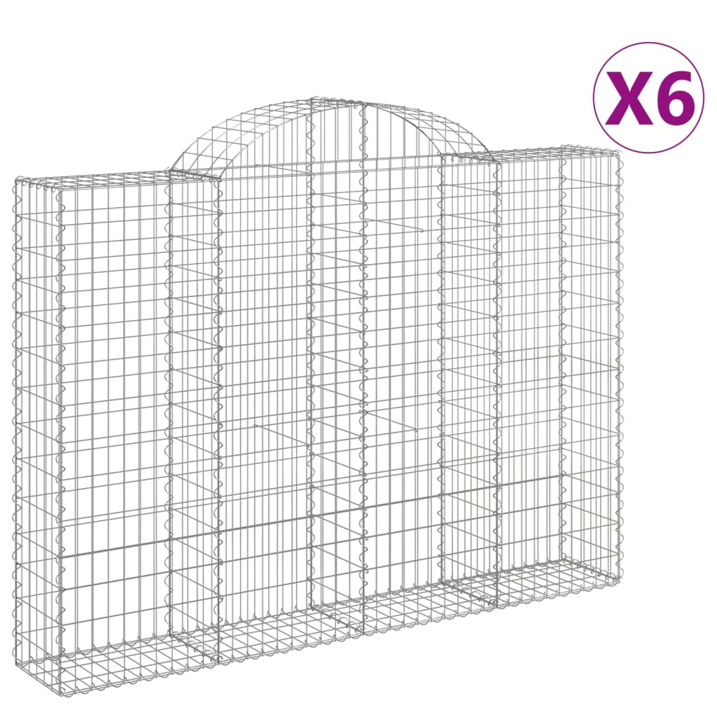 vidaXL Cestas gaviones 6 uds forma de arco hierro 200x30x140/160 cm