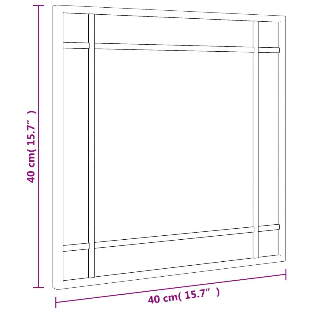 vidaXL Espejo de pared cuadrado de hierro negro 40x40 cm