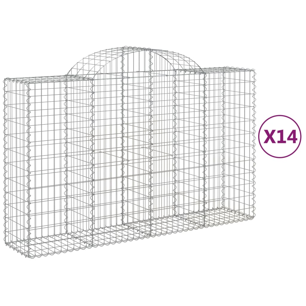 vidaXL Cestas gaviones 14 uds forma de arco hierro 200x50x120/140 cm