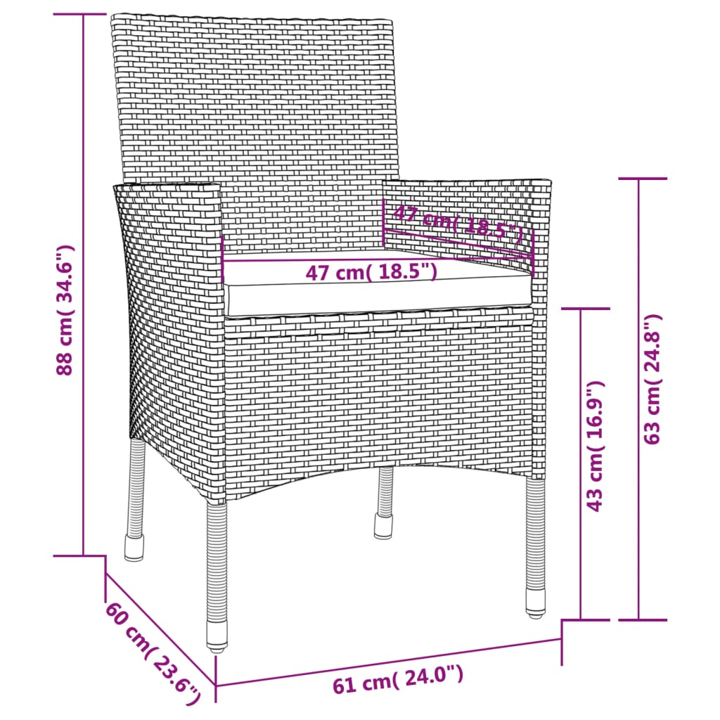 vidaXL Set de comedor de jardín 9 pzas y cojines ratán sintético negro