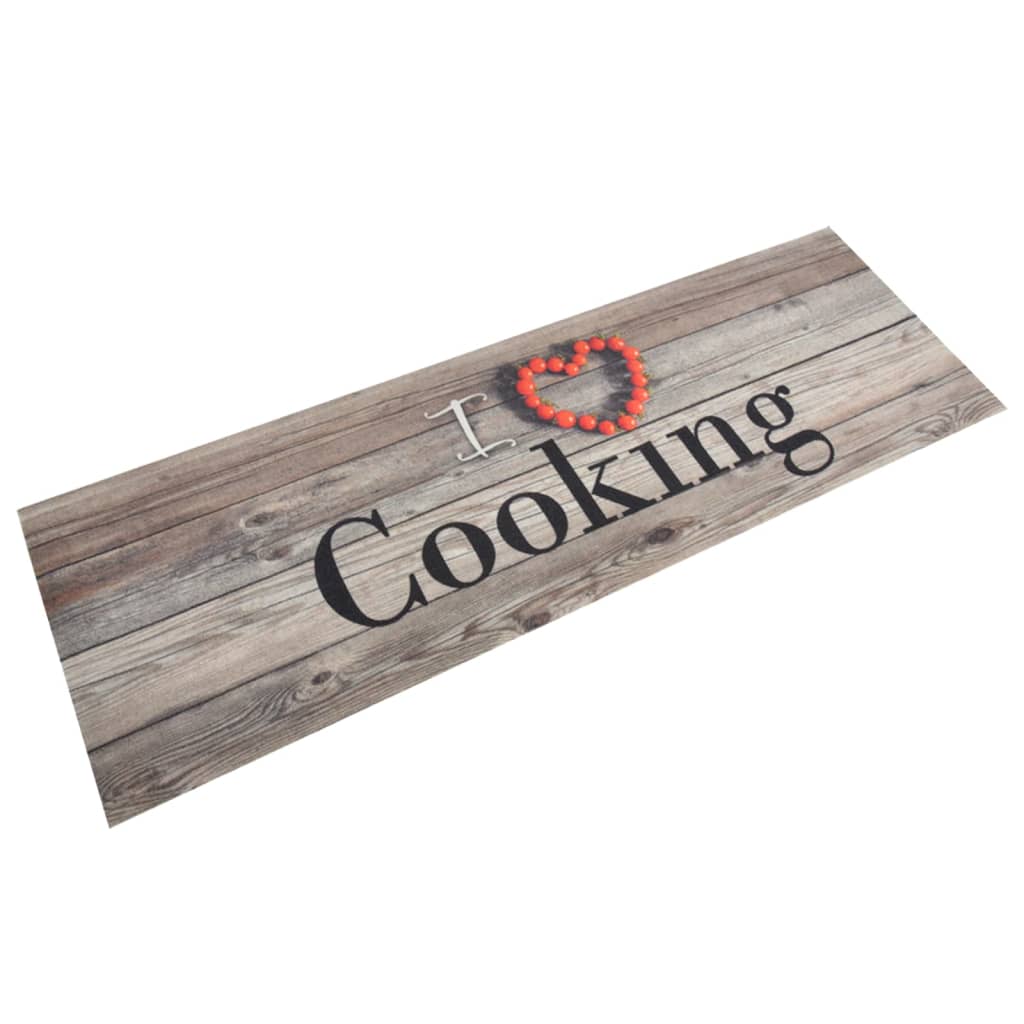 vidaXL Alfombra de cocina lavable terciopelo cooking gris 60x180 cm