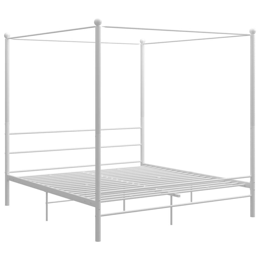 vidaXL Estructura cama con dosel sin colchón metal blanco 200x200 cm