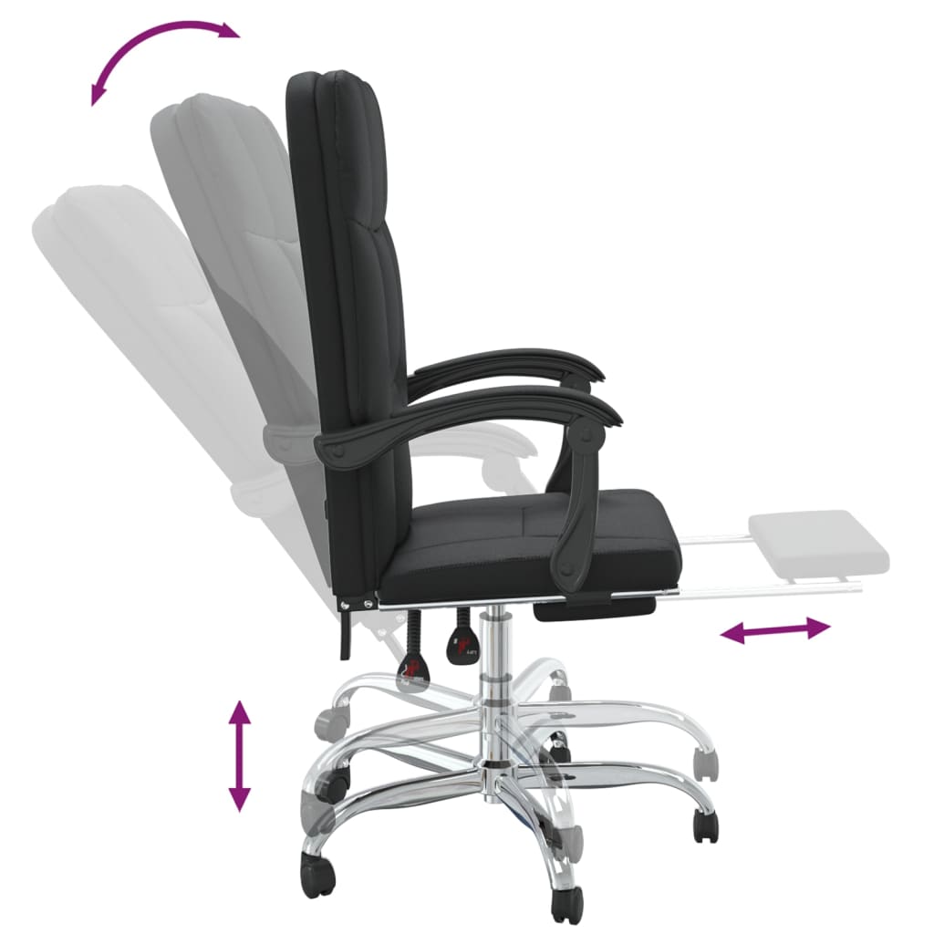 vidaXL Silla de oficina reclinable cuero sintético negro