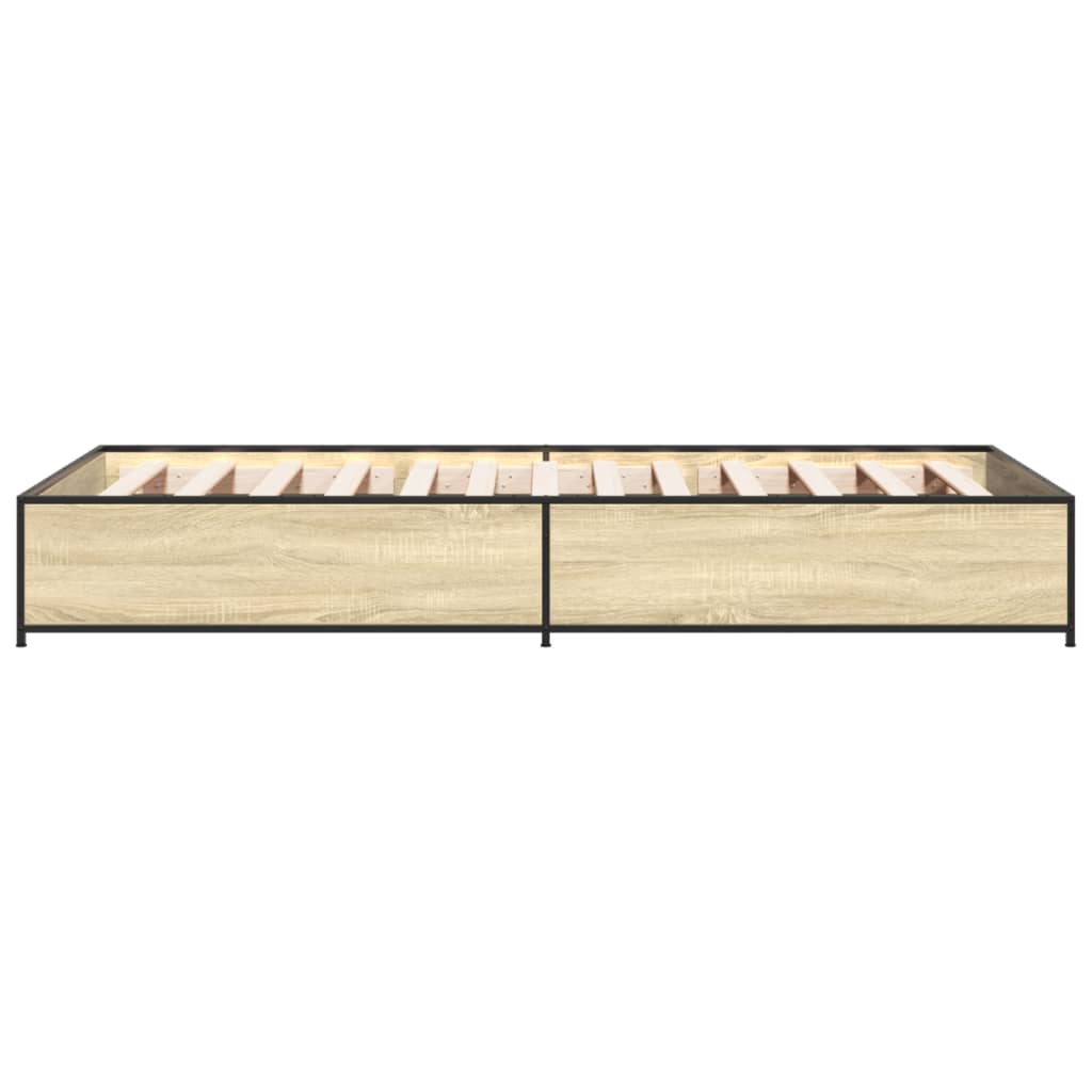 vidaXL Estructura cama madera ingeniería metal roble Sonoma 90x200 cm