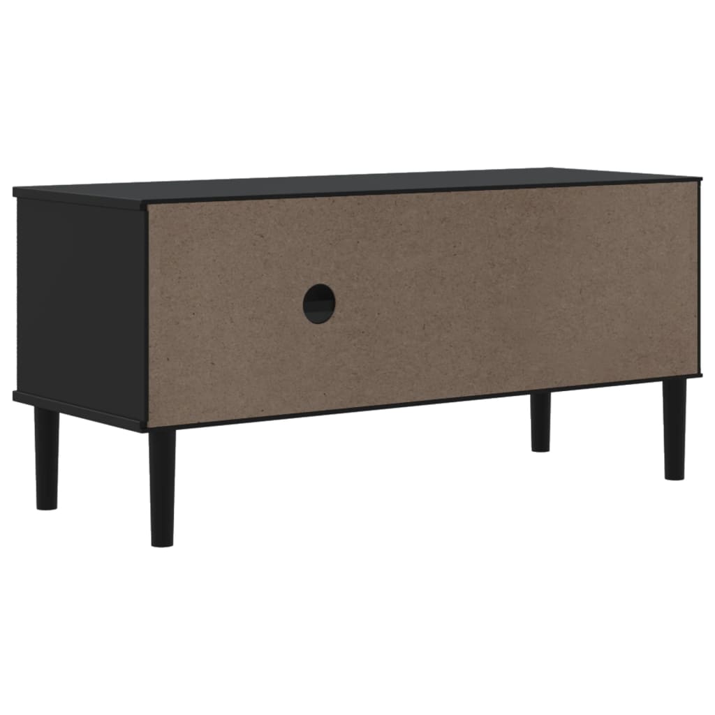 vidaXL Mueble de TV SENJA aspecto ratán madera pino negro 106x40x49 cm