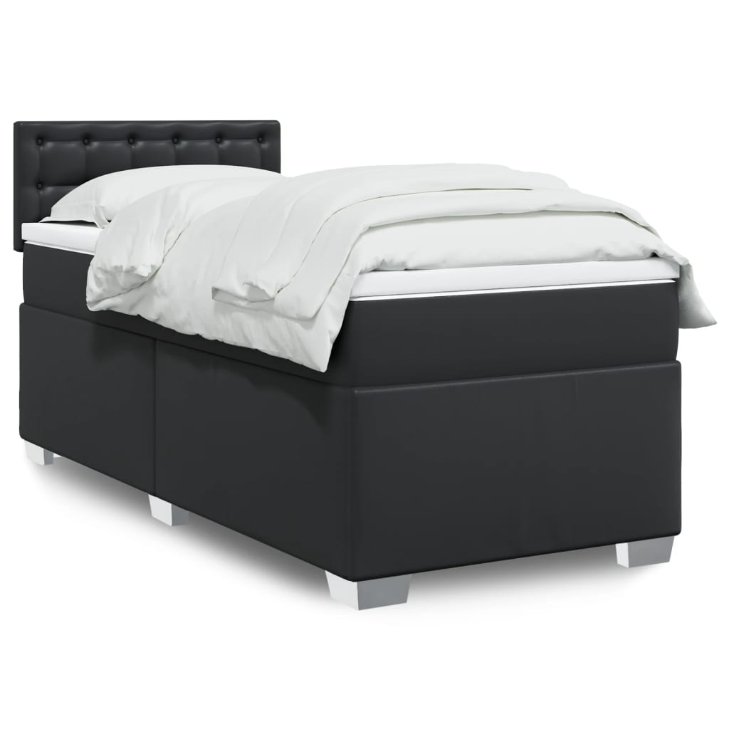 vidaXL Cama box spring con colchón cuero sintético negro 80x200 cm