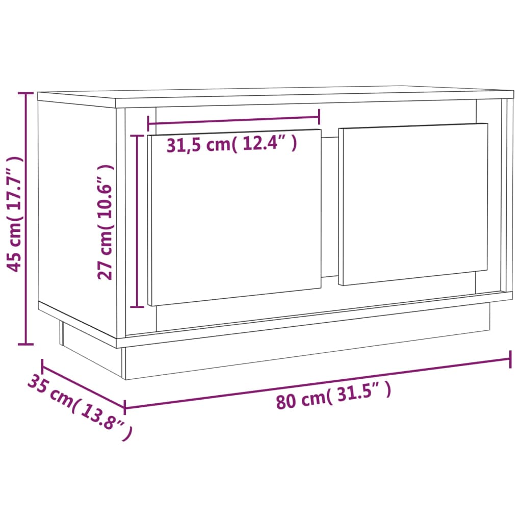 vidaXL Mueble para TV madera contrachapada gris Sonoma 80x35x45 cm