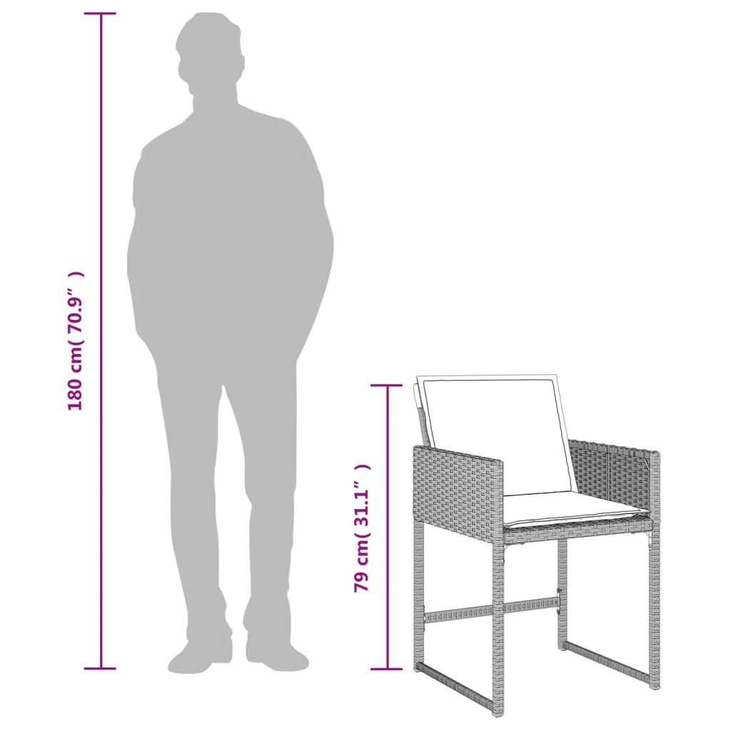 vidaXL Set de comedor de jardín 11 pzas y cojines ratán sintético gris