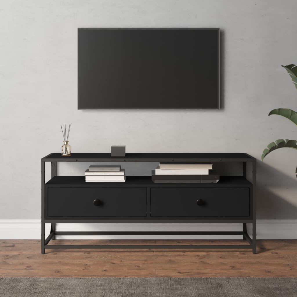 vidaXL Mueble de TV madera contrachapada negro 100x35x45 cm