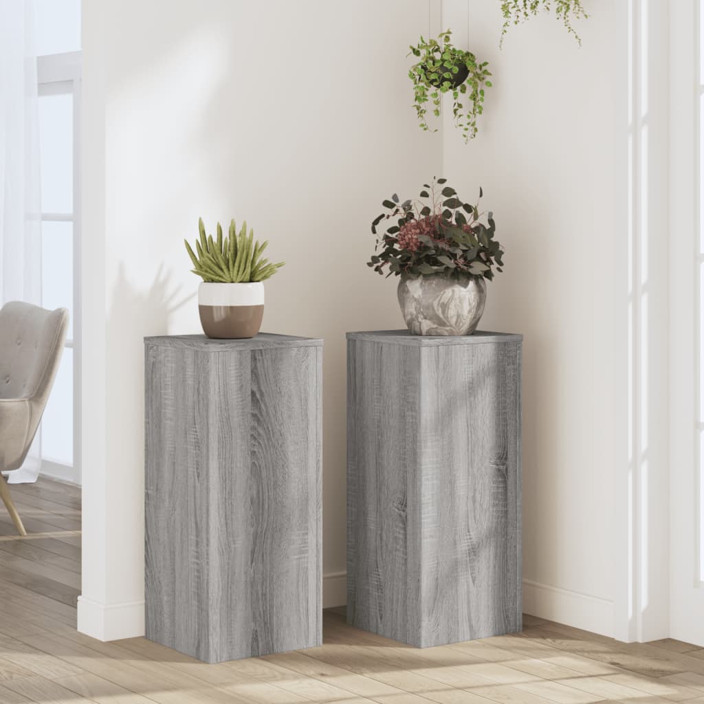 vidaXL Soportes de plantas 2 uds madera gris Sonoma 30x30x70 cm