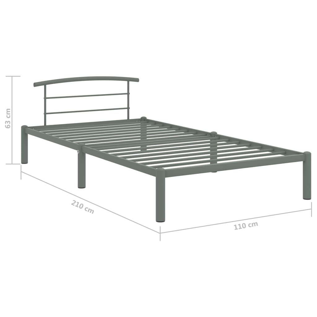 vidaXL Estructura de cama sin colchón metal gris 100x200 cm