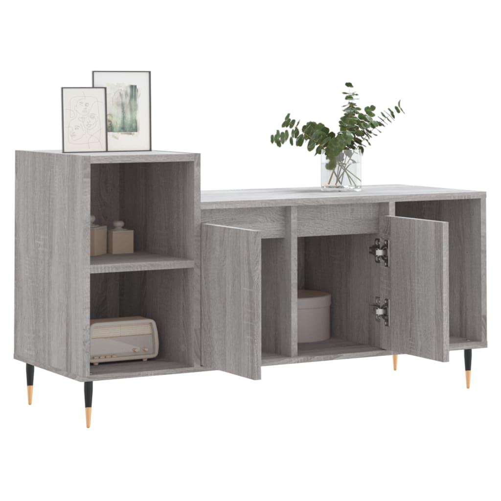 vidaXL Mueble de TV madera contrachapada gris Sonoma 100x35x55 cm