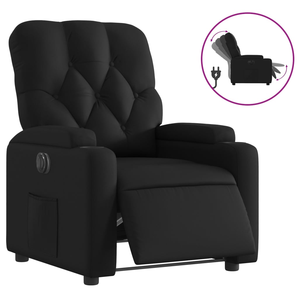 vidaXL Sillón reclinable eléctrico de cuero sintético negro