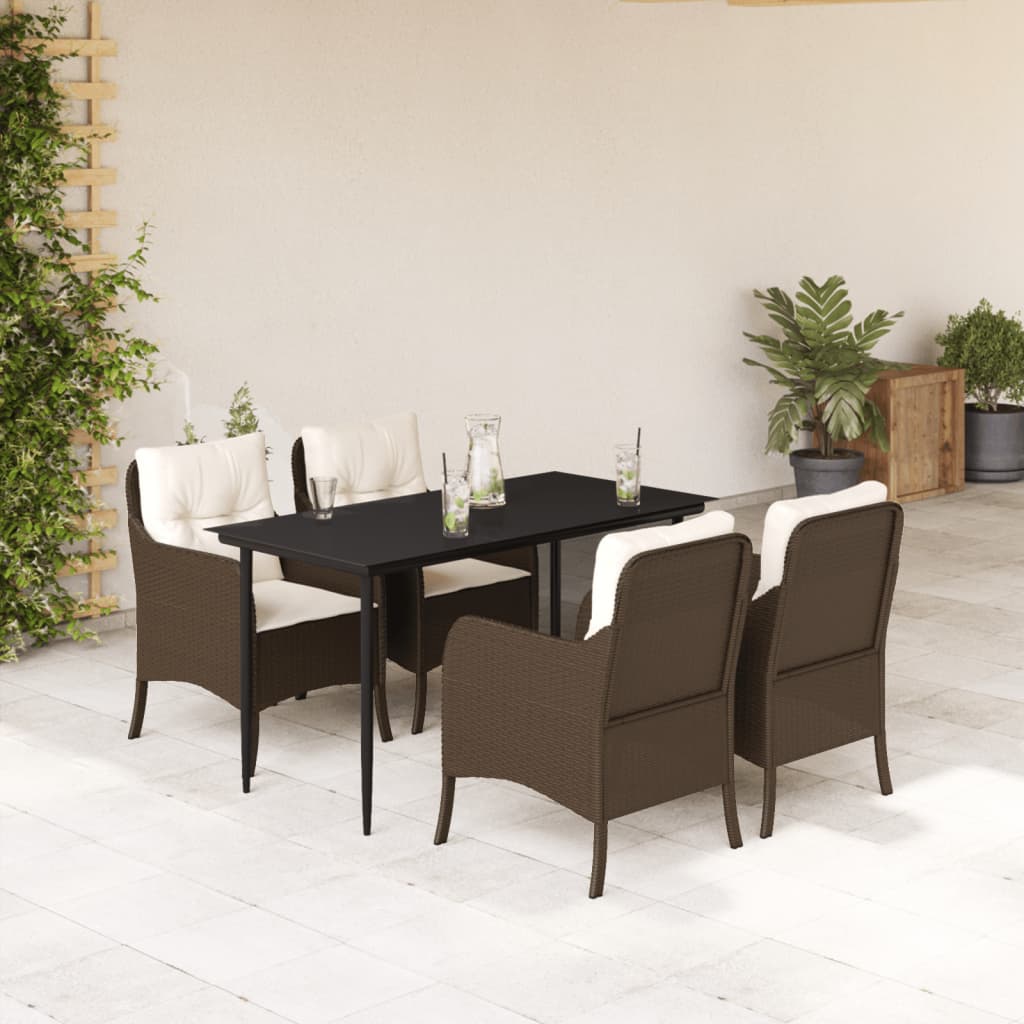 vidaXL Set comedor de jardín 5 piezas y cojines ratán sintético marrón