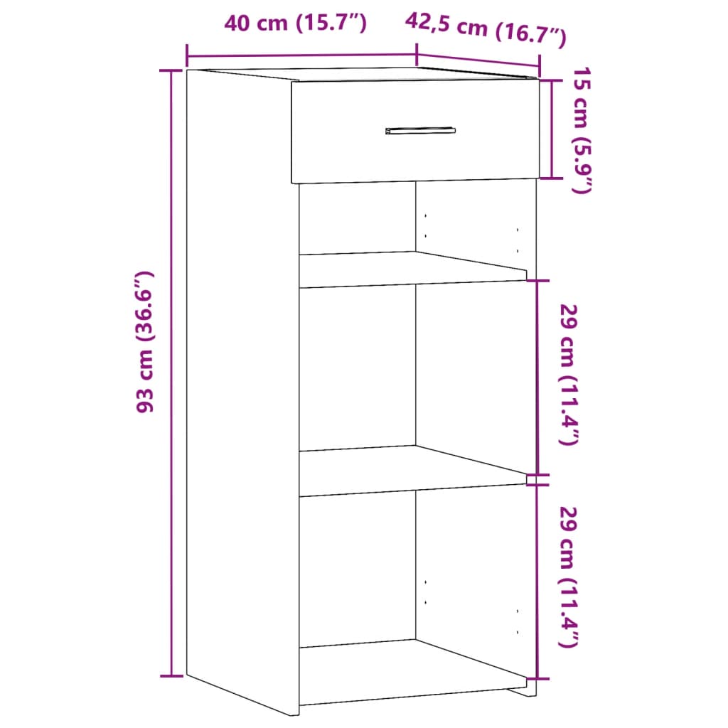 vidaXL Aparador madera de ingeniería roble ahumado 40x42,5x93 cm